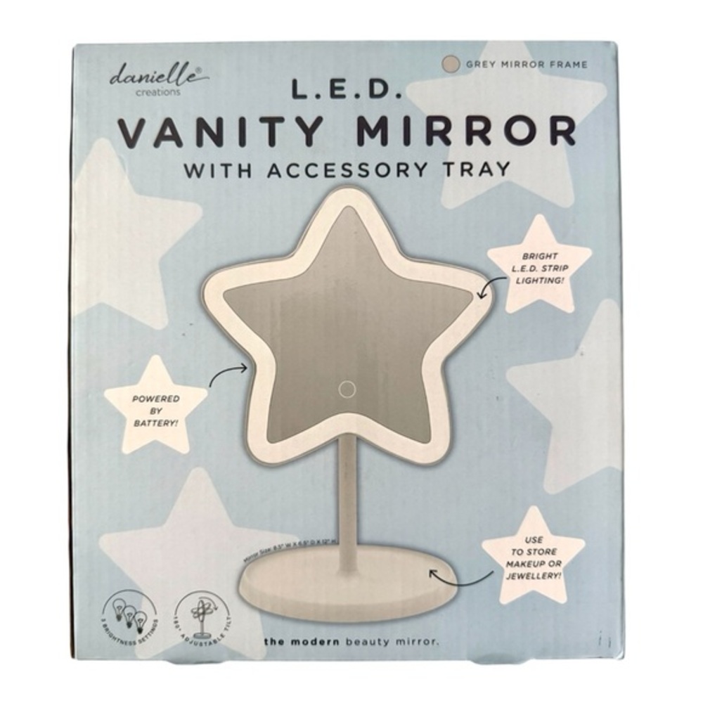Danielle Creations LED Star Vanity Mirror with Accessory Tray Grey